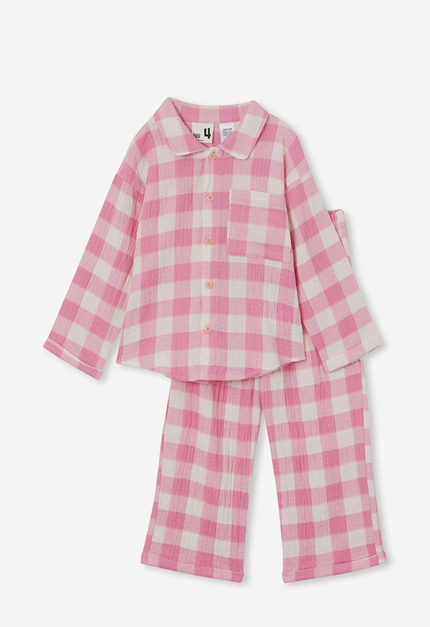 Cotton On - Alice long sleeve pyjama set - pink gerbera/gingham