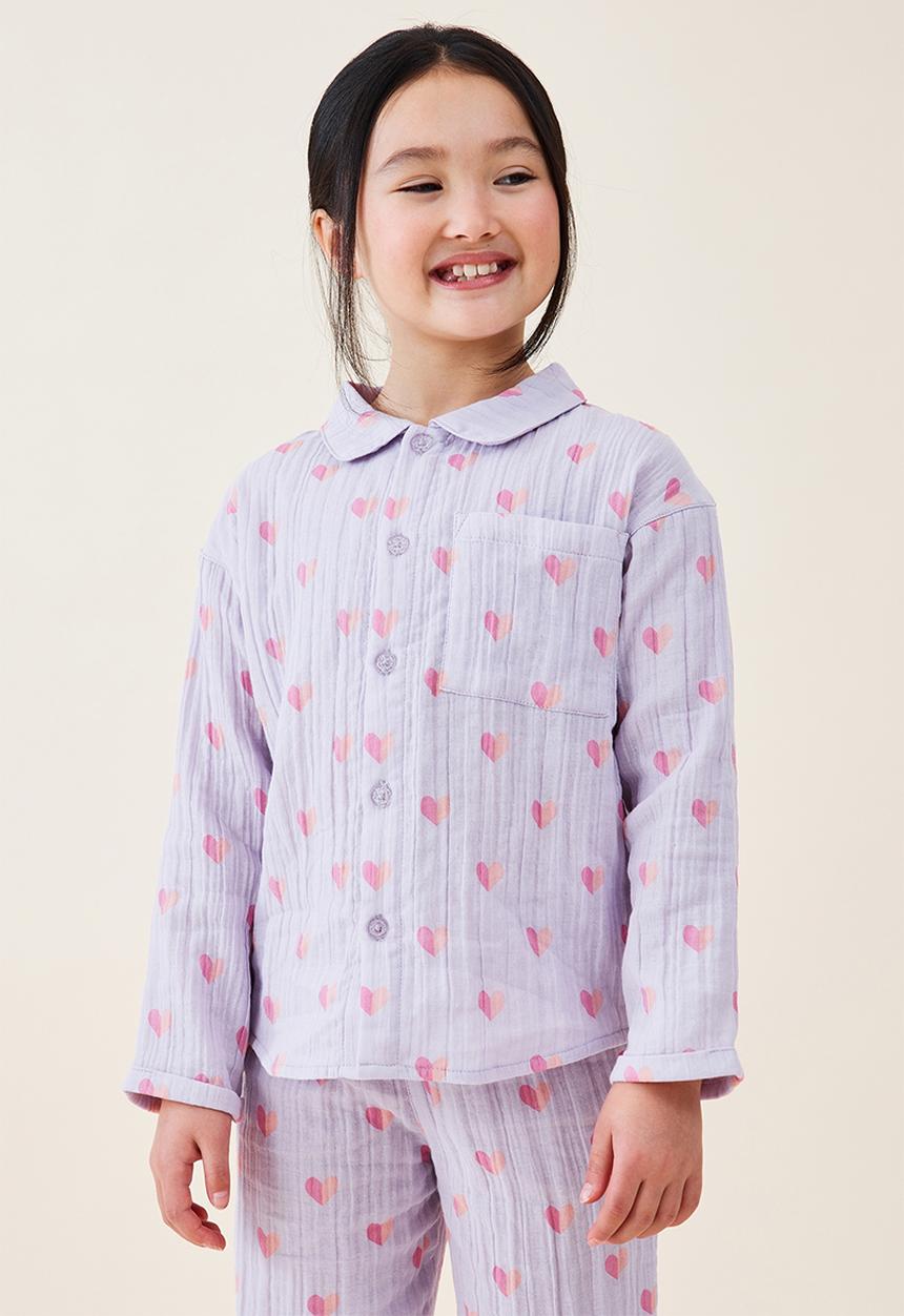 Cotton On - Alice long sleeve pyjama set - lilac drop/spliced heart