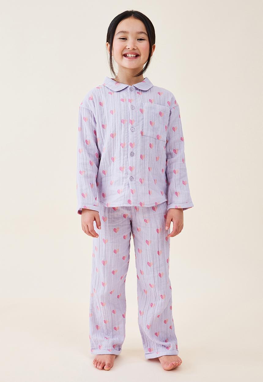 Cotton On - Alice long sleeve pyjama set - lilac drop/spliced heart