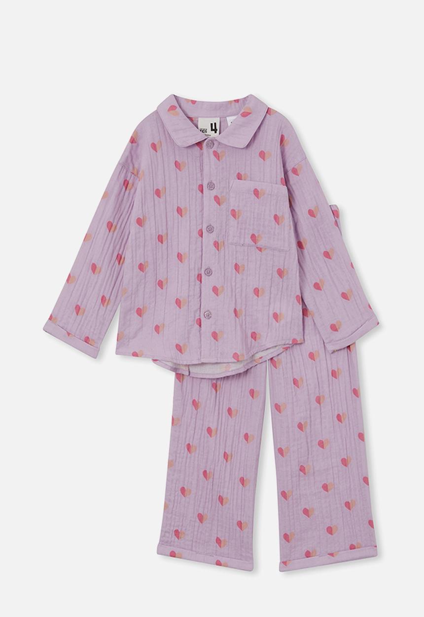 Cotton On - Alice long sleeve pyjama set - lilac drop/spliced heart