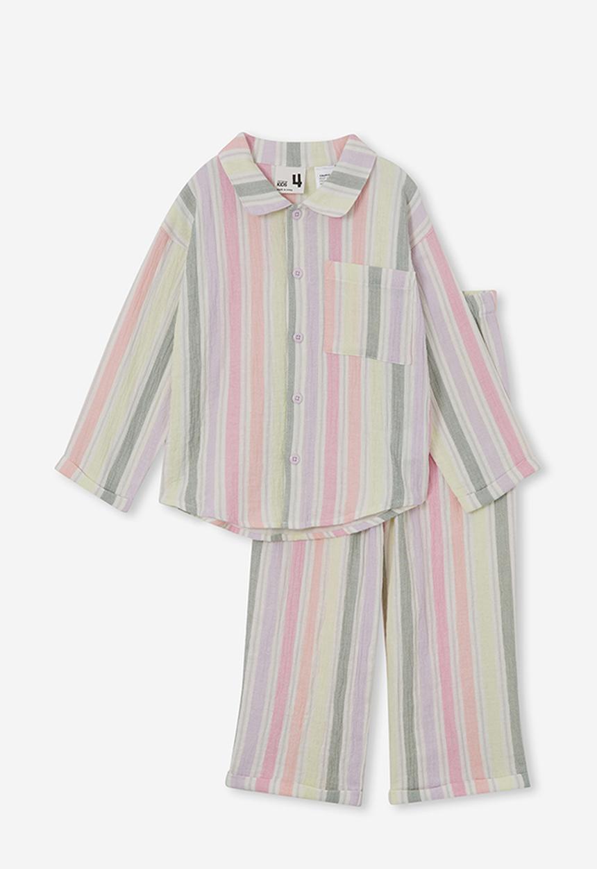 Cotton On - Alice long sleeve pyjama set - multi/pink gerbera stripe