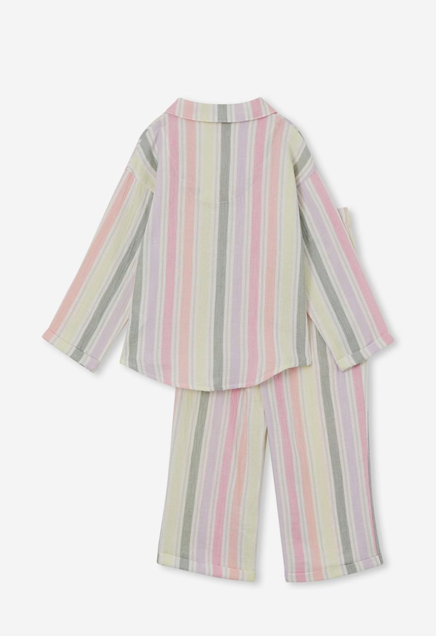 Cotton On - Alice long sleeve pyjama set - multi/pink gerbera stripe