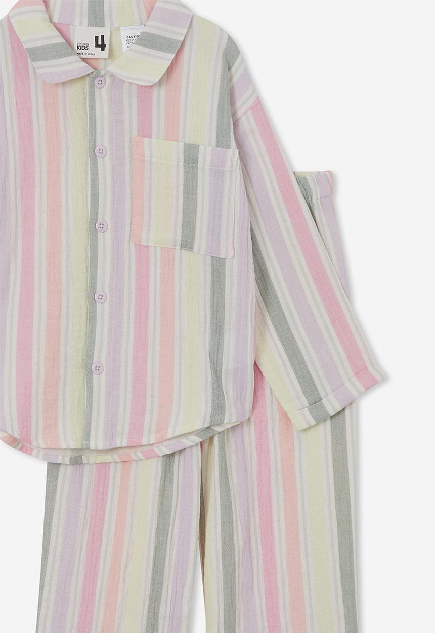 Cotton On - Alice long sleeve pyjama set - multi/pink gerbera stripe