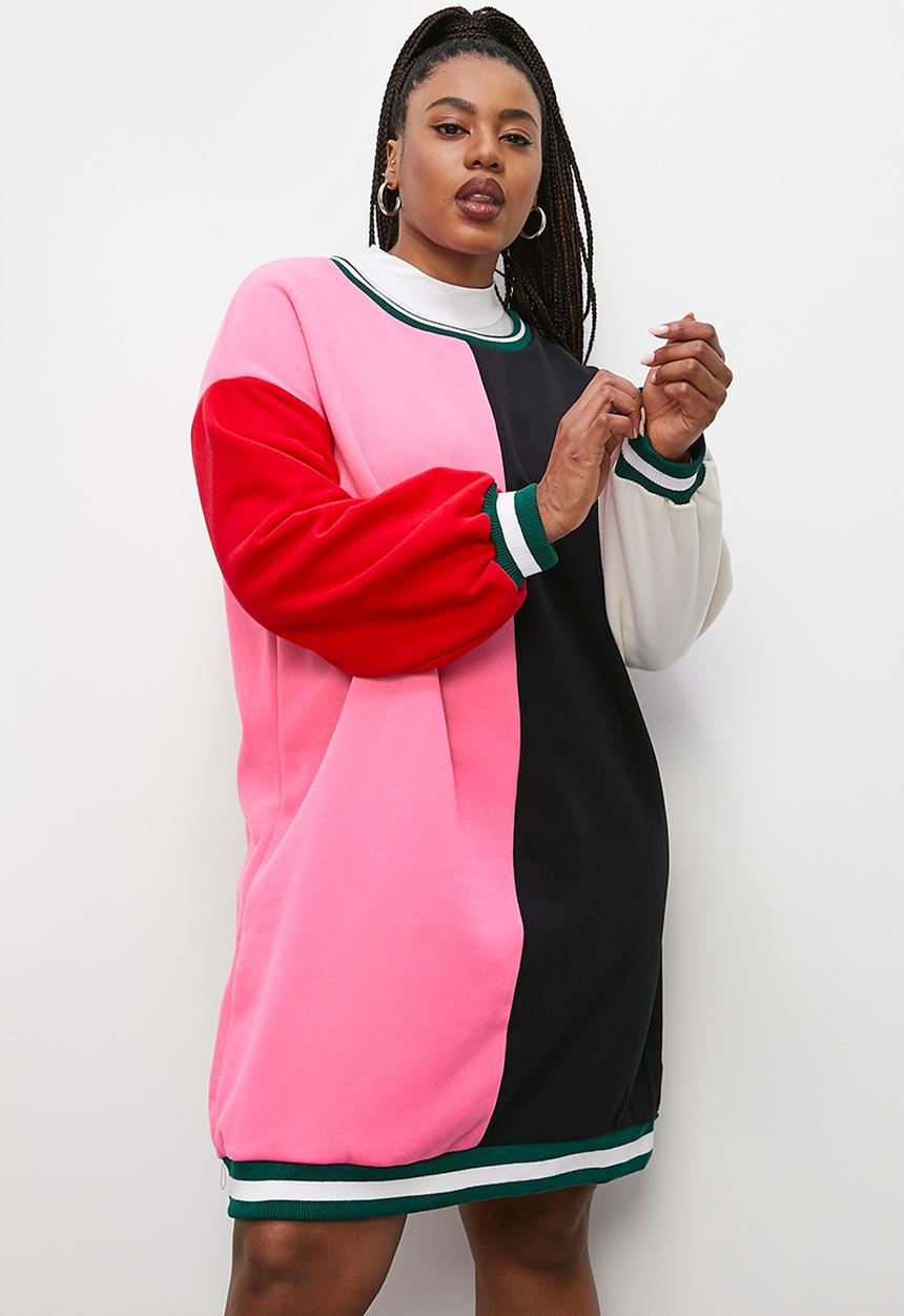 Blake - Colourblock sweat dress with print - colourblock