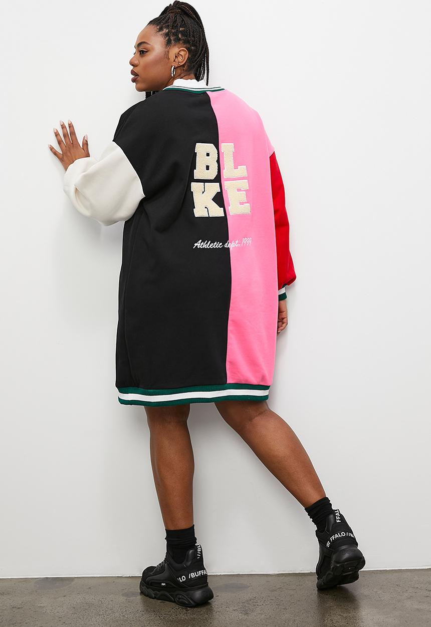 Blake - Colourblock sweat dress with print - colourblock