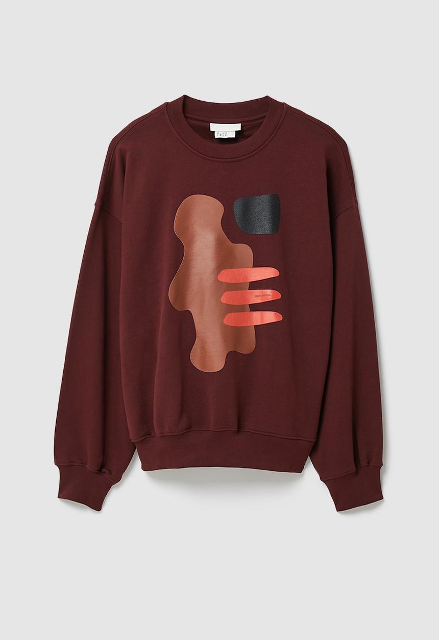 H&M - RICH MNISI x H&M: Oversized fit cotton sweatshirt - burgundy