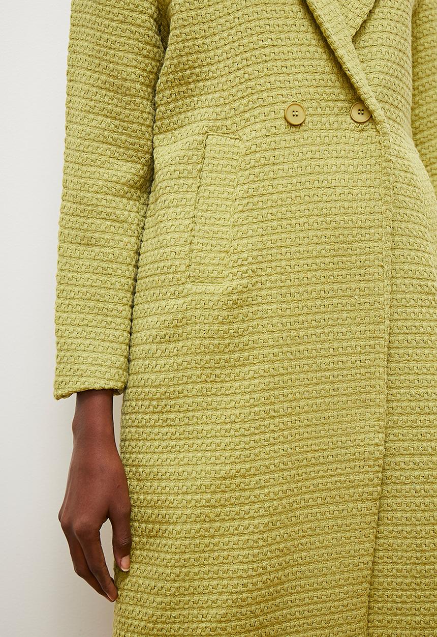 edit - Tweed double breasted coat - chartruese