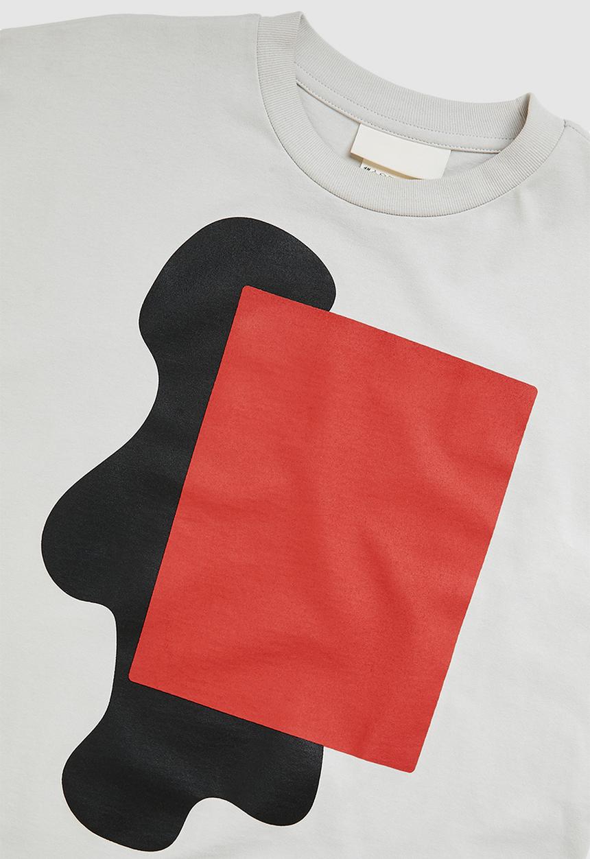 H&M - RICH MNISI x H&M: Oversized fit cotton T-shirt - light grey