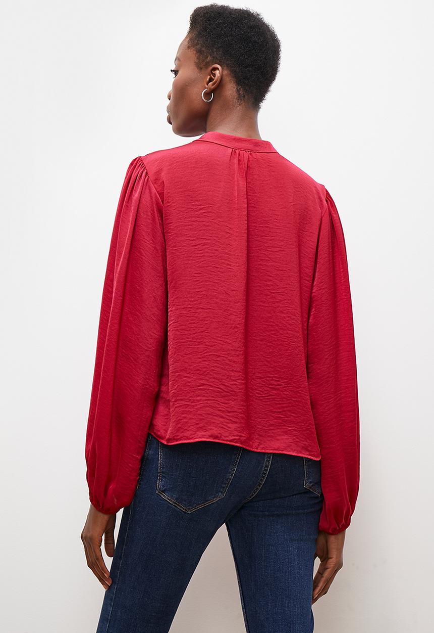 edit - Mandarin bell sleeve blouse - persian red 