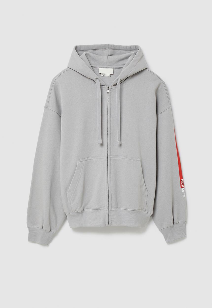 H&M - RICH MNISI x H&M: Oversized fit cotton zip-through hoodie - grey