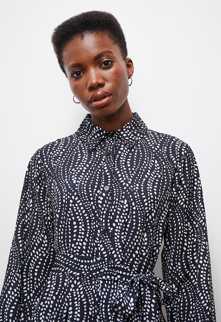 edit - Printed femme shirt dress - black & white