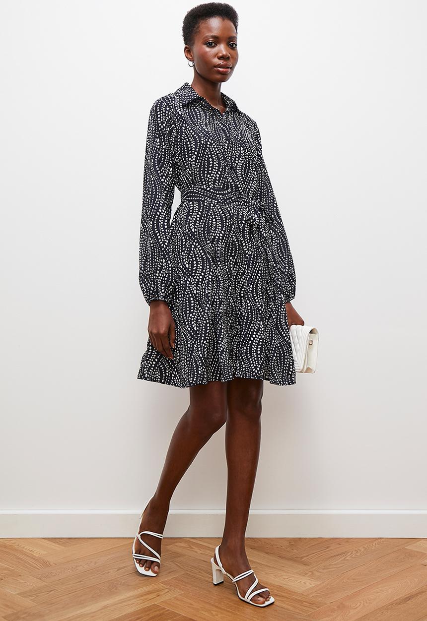 edit - Printed femme shirt dress - black & white