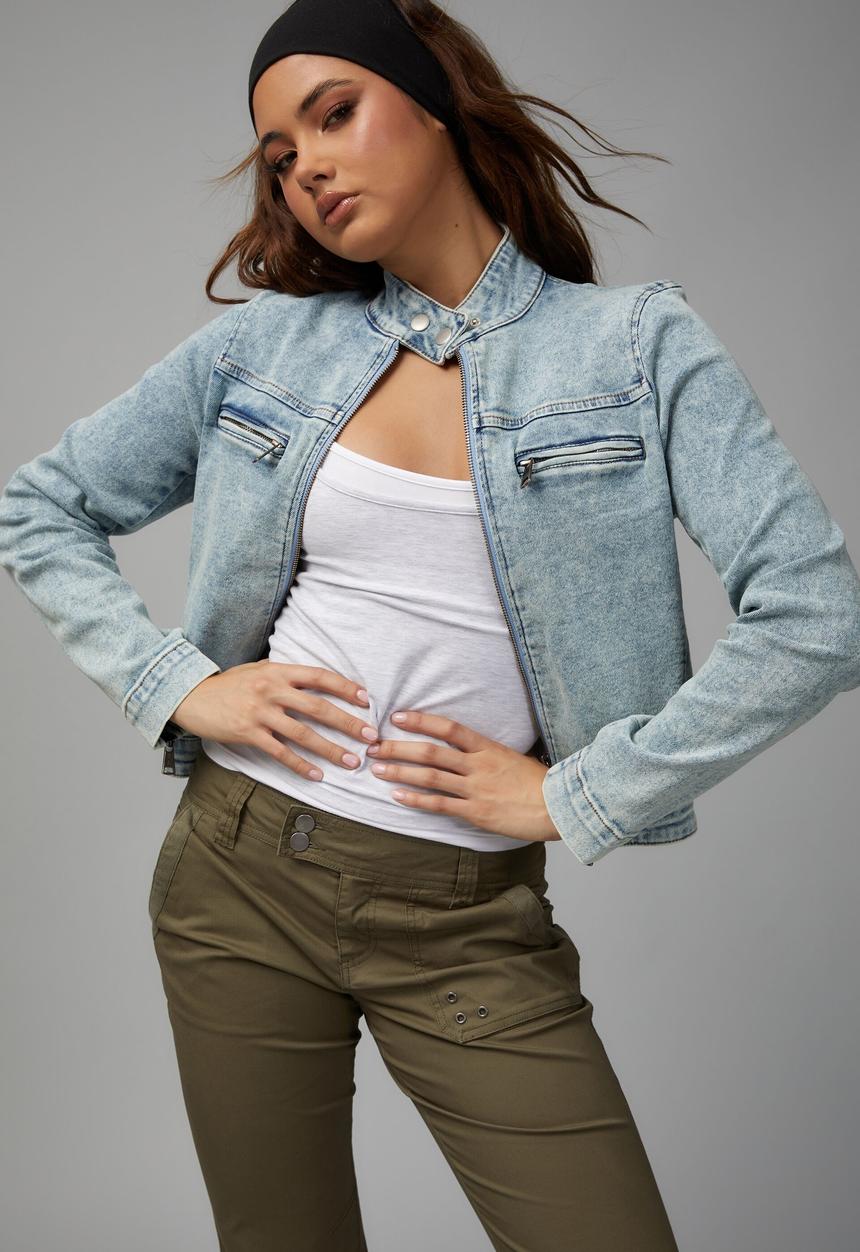 Factorie - Denim Moto Jacket - Blue