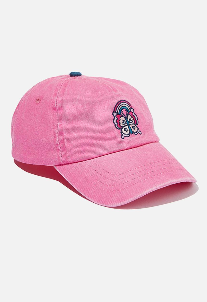 Cotton On - Kids lenny cap - pink gerbera/butterfly