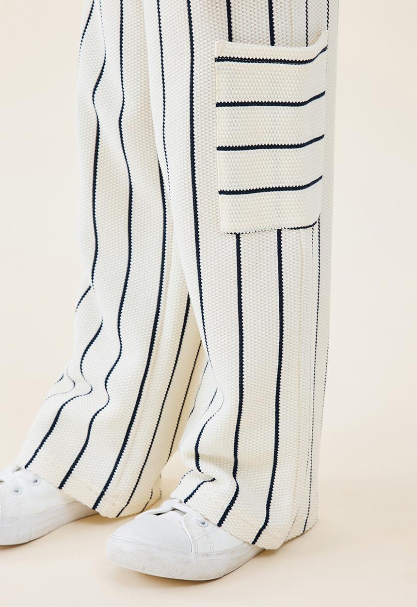 Cotton On - Erika pant - dark vanilla/navy blazer stripe