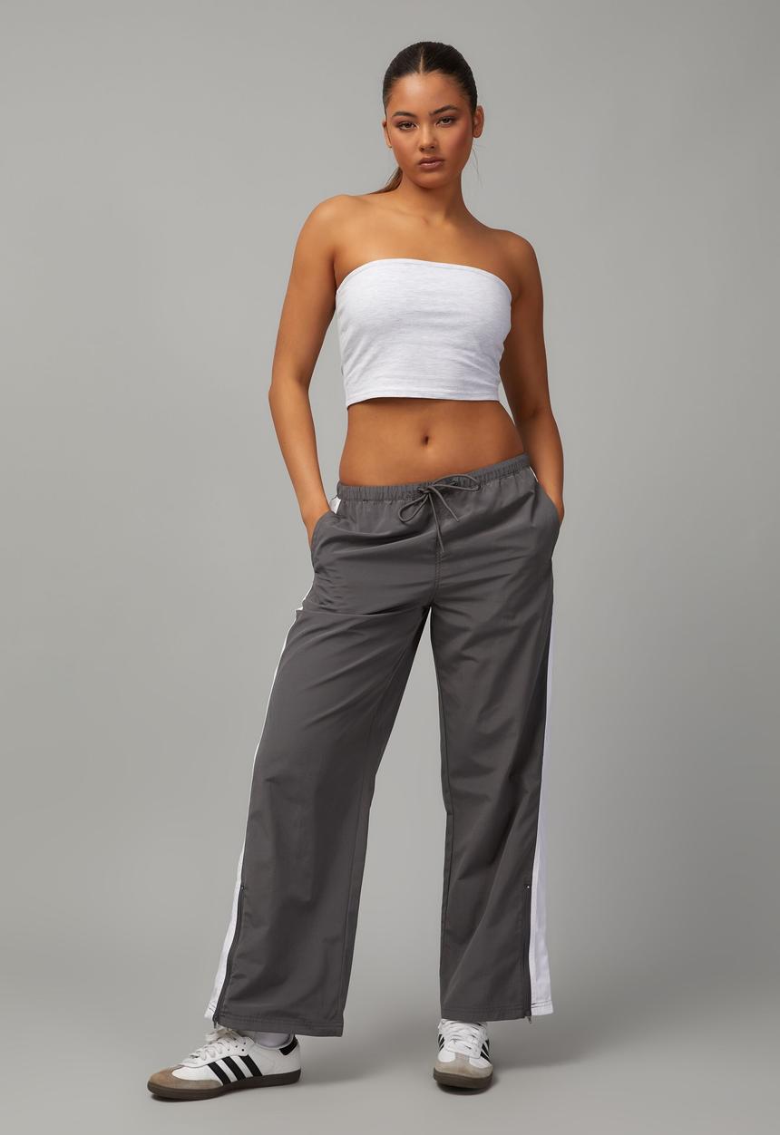 Factorie - Straight leg woven trackpant - charcoal/white
