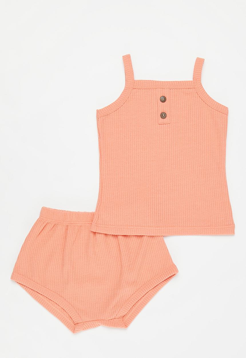 Pop Candy - sleeveless vest and short set - pink