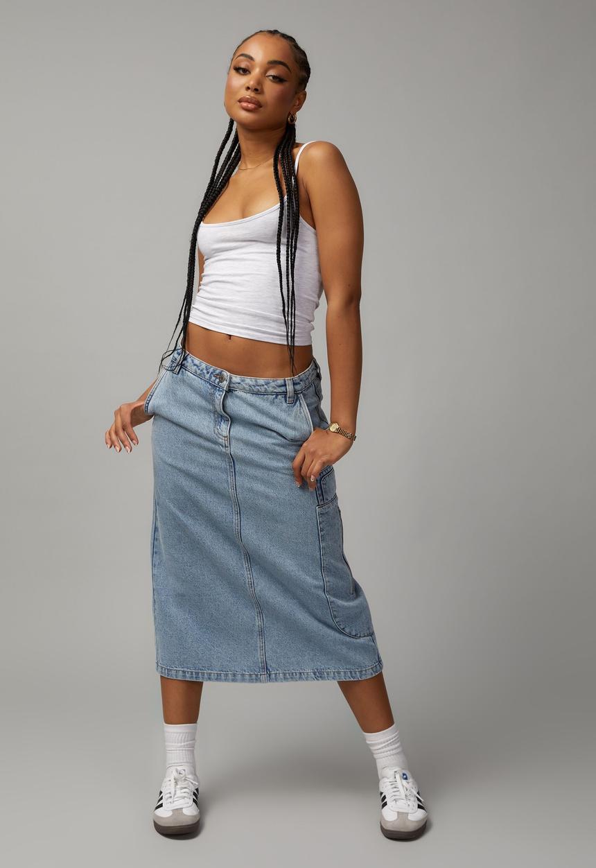 Factorie - Denim midi skirt - 90s blue