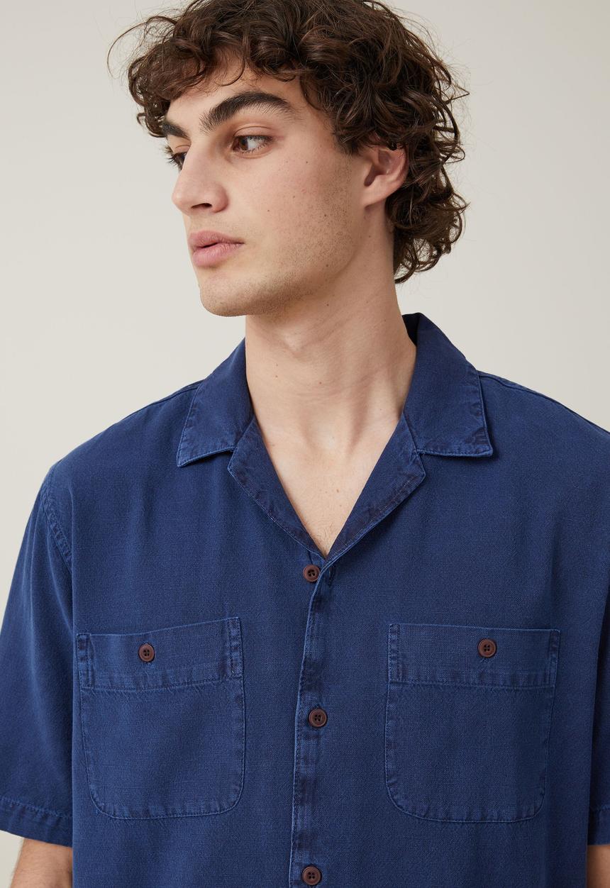 Cotton On - Utility short sleeve shirt - worker blue