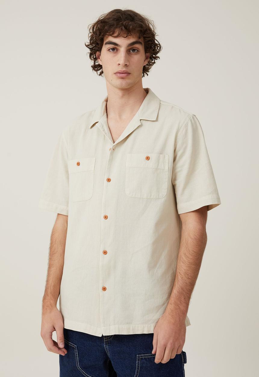 Cotton On - Utility short sleeve shirt - dirty white