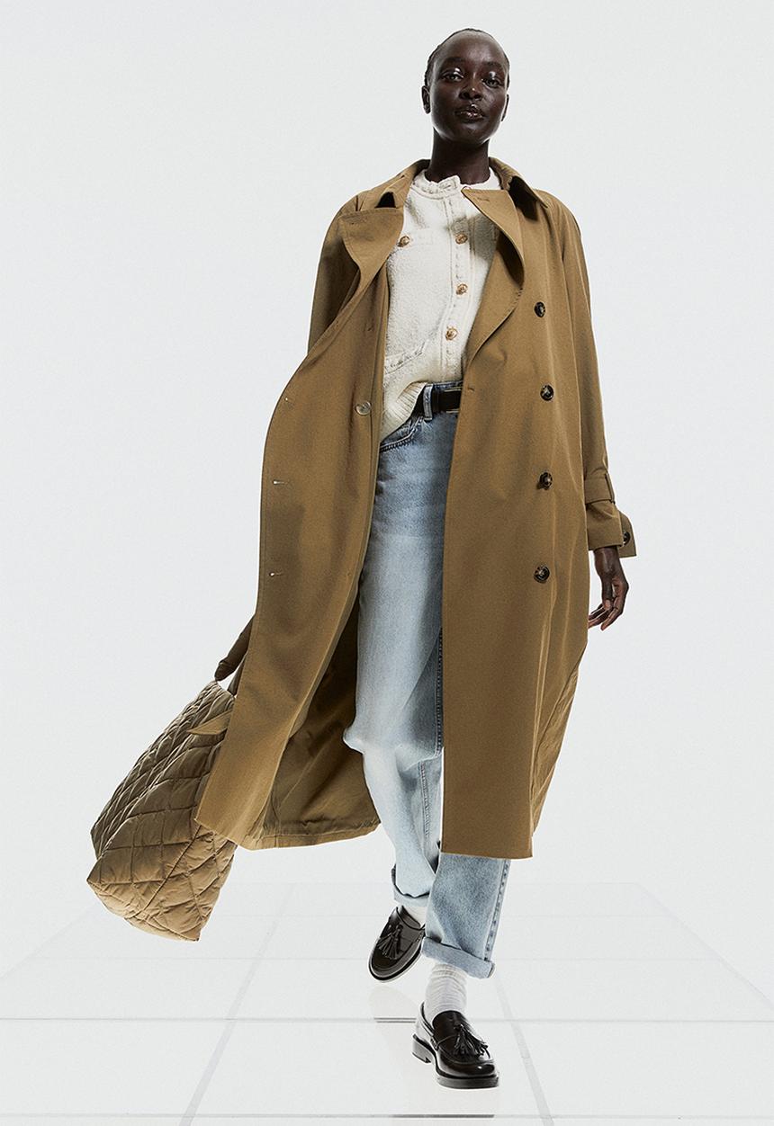 H&M - Double-breasted trenchcoat - dark beige 