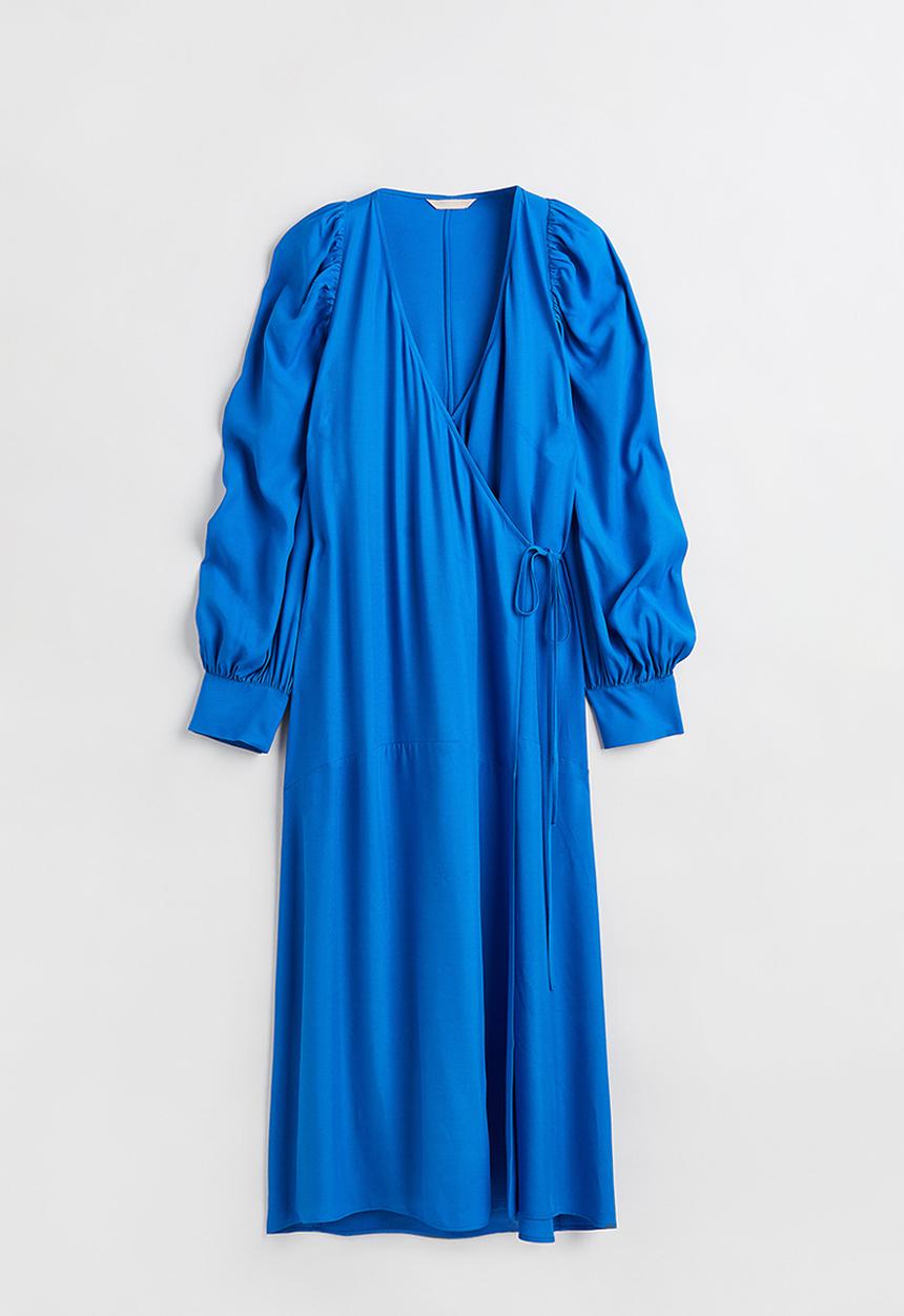 H&M - Voluminous wrap dress - bright blue 