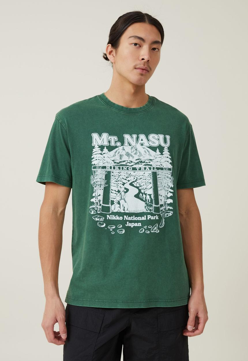 Cotton On - Premium loose fit art t-shirt - irish green/mount nasu