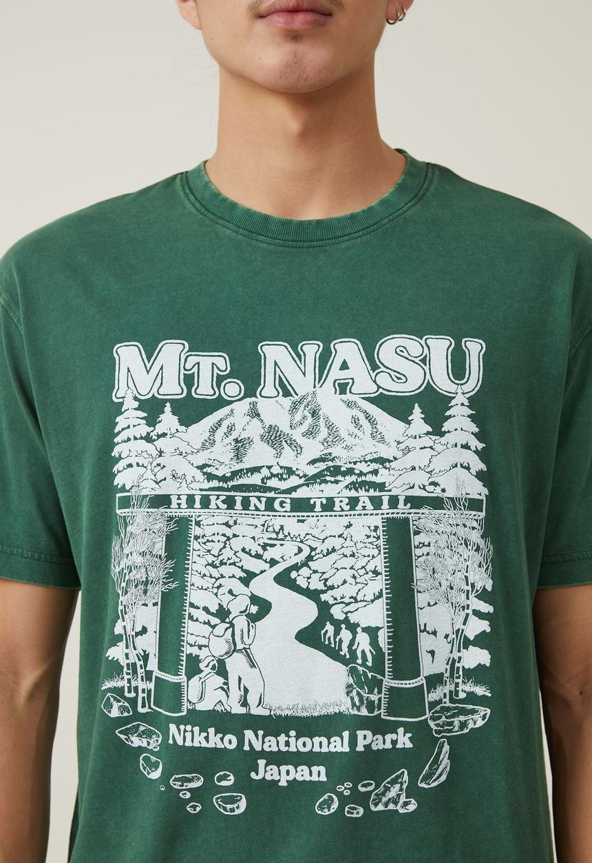 Cotton On - Premium loose fit art t-shirt - irish green/mount nasu