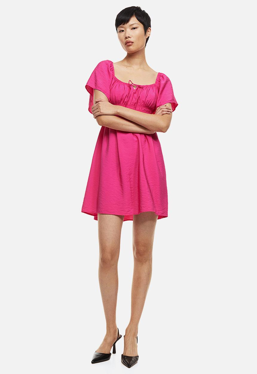 H&M - Smocked-waist dress - cerise