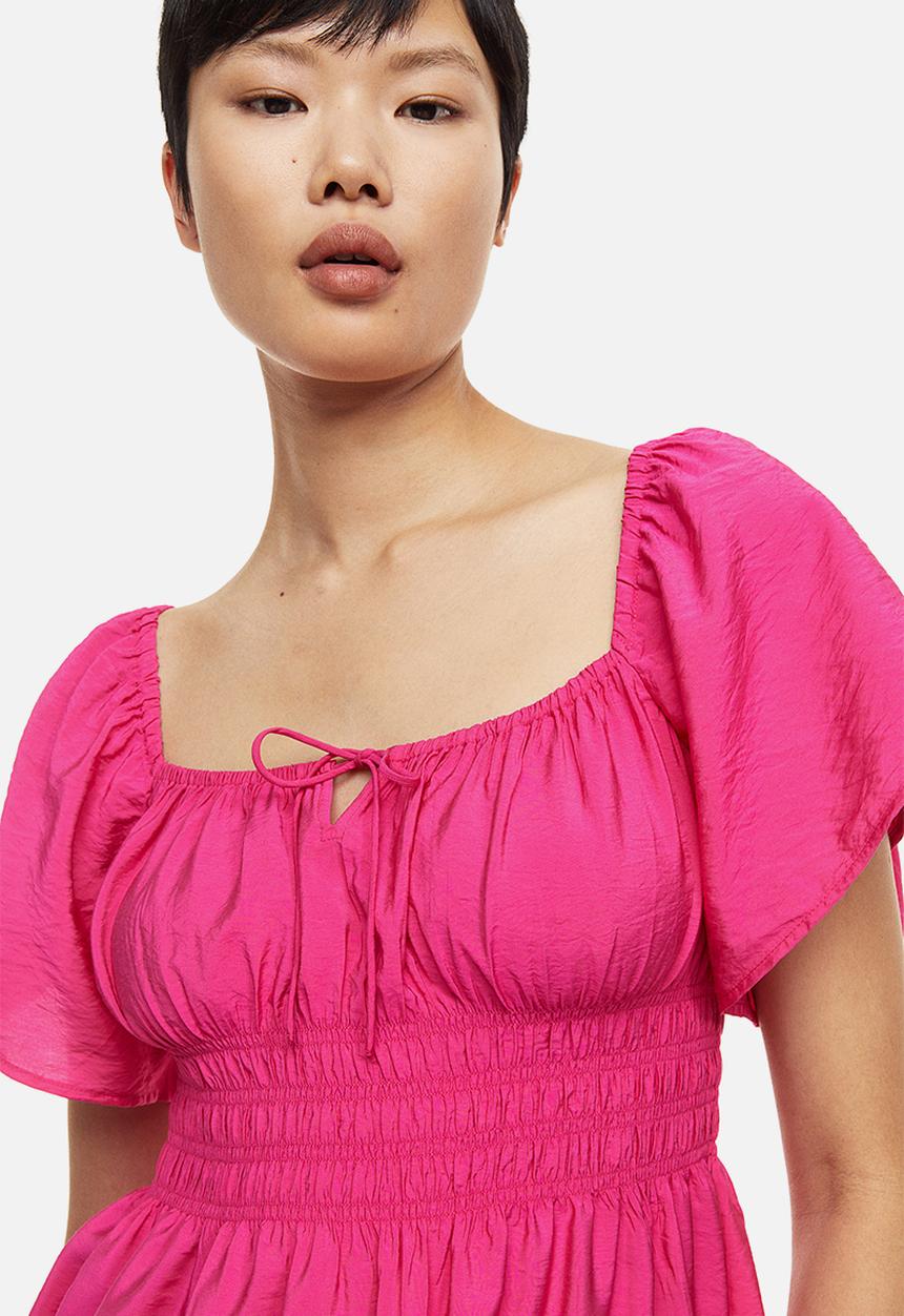 H&M - Smocked-waist dress - cerise