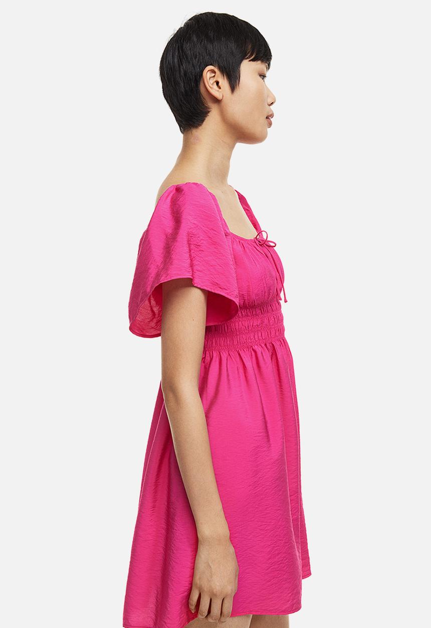 H&M - Smocked-waist dress - cerise