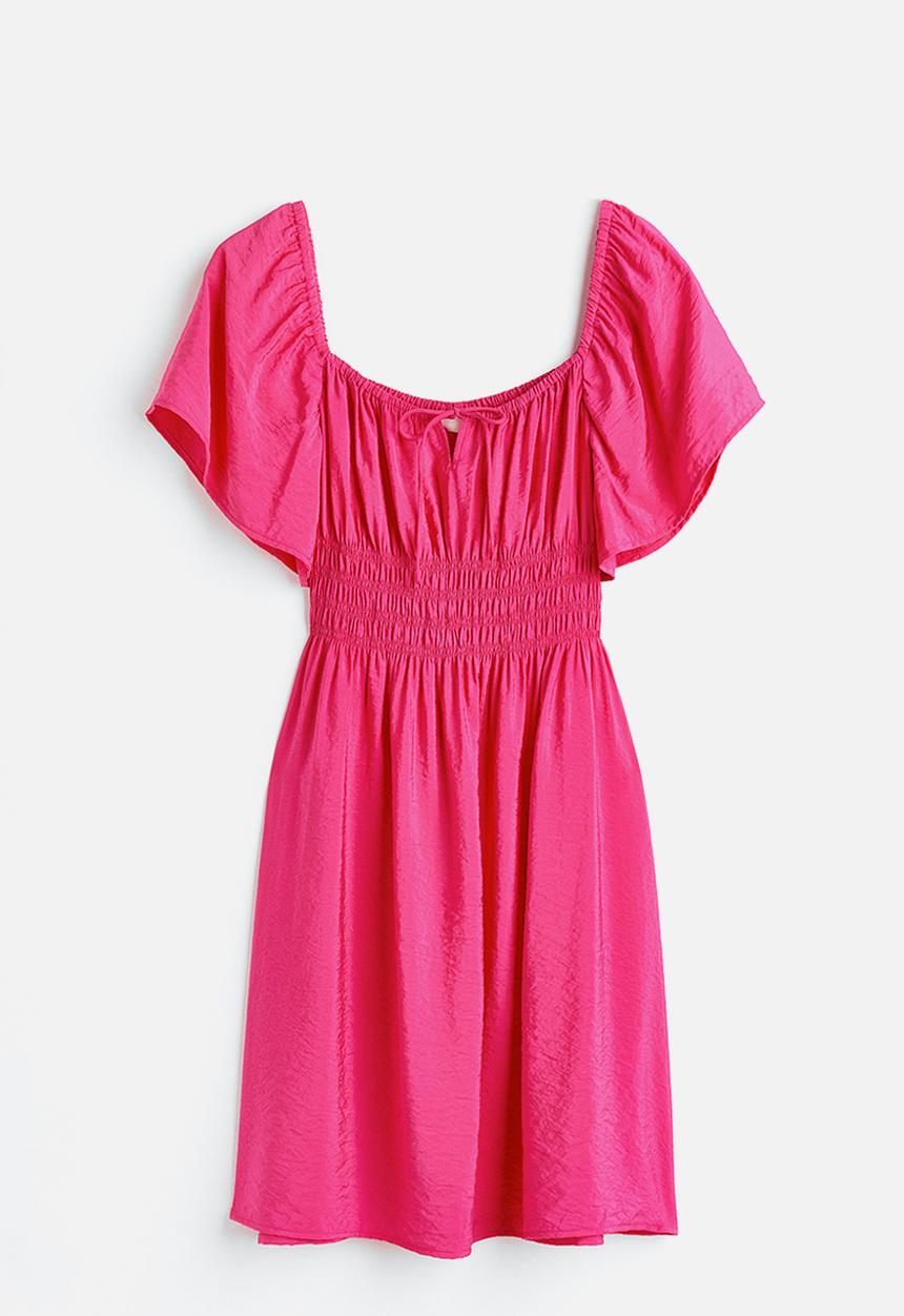 H&M - Smocked-waist dress - cerise
