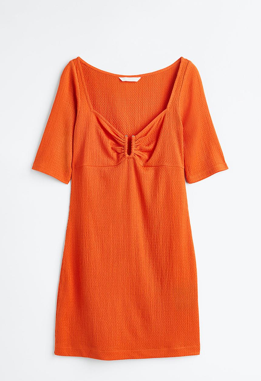 H&M - Crinkled jersey dress - orange