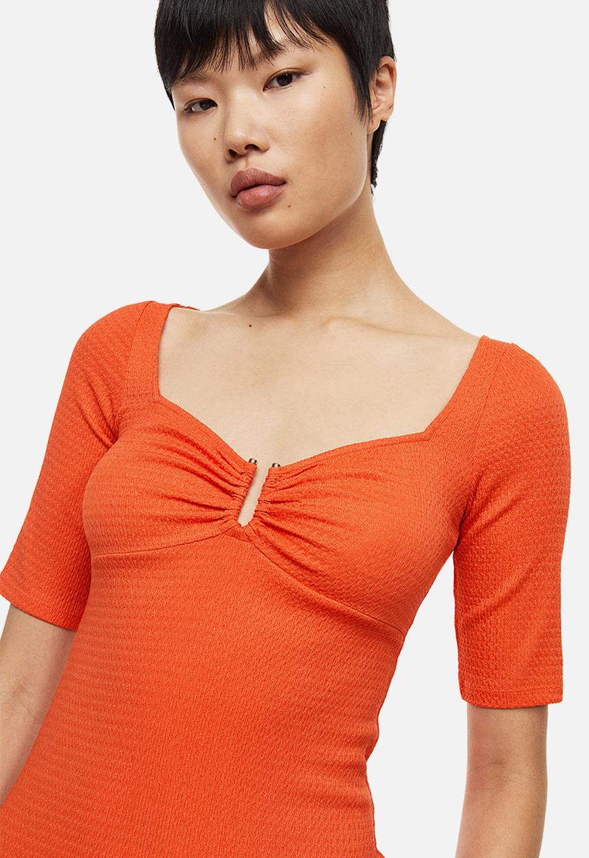H&M - Crinkled jersey dress - orange