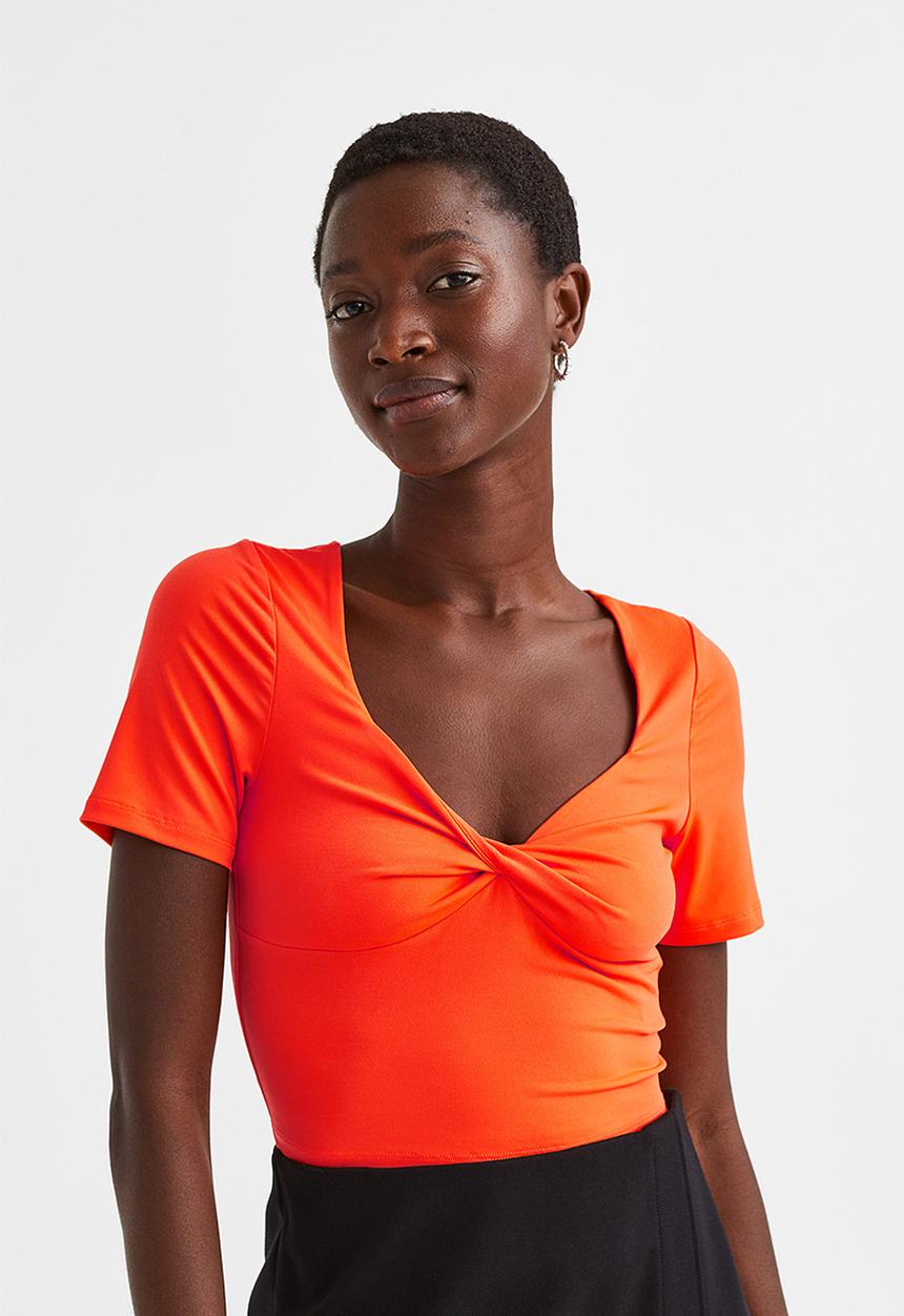 H&M - Twisted-detail cropped top - orange