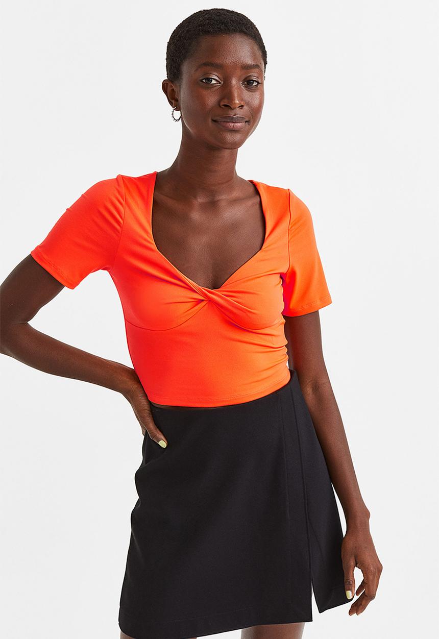 H&M - Twisted-detail cropped top - orange