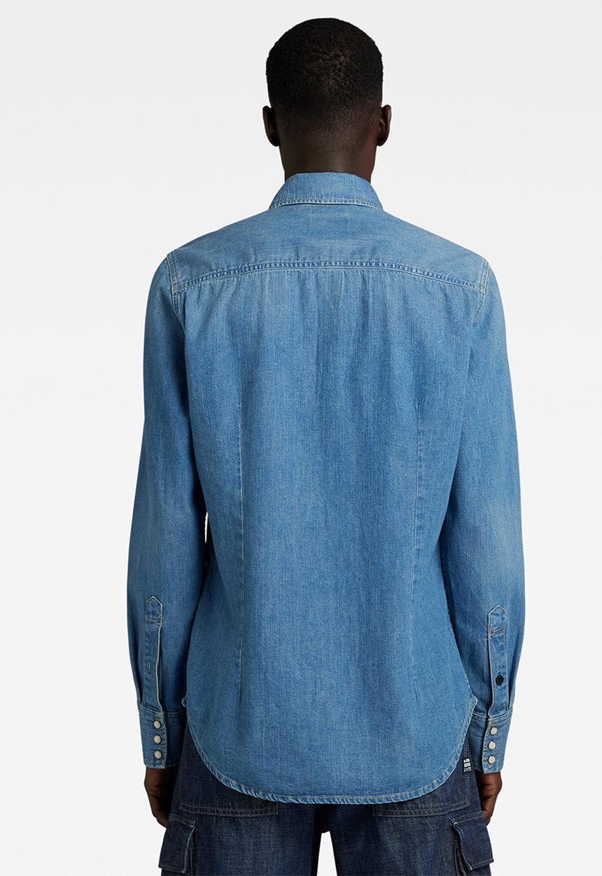 G-STAR - Slim denim shirt asinart 8oz denim - faded cricket blue