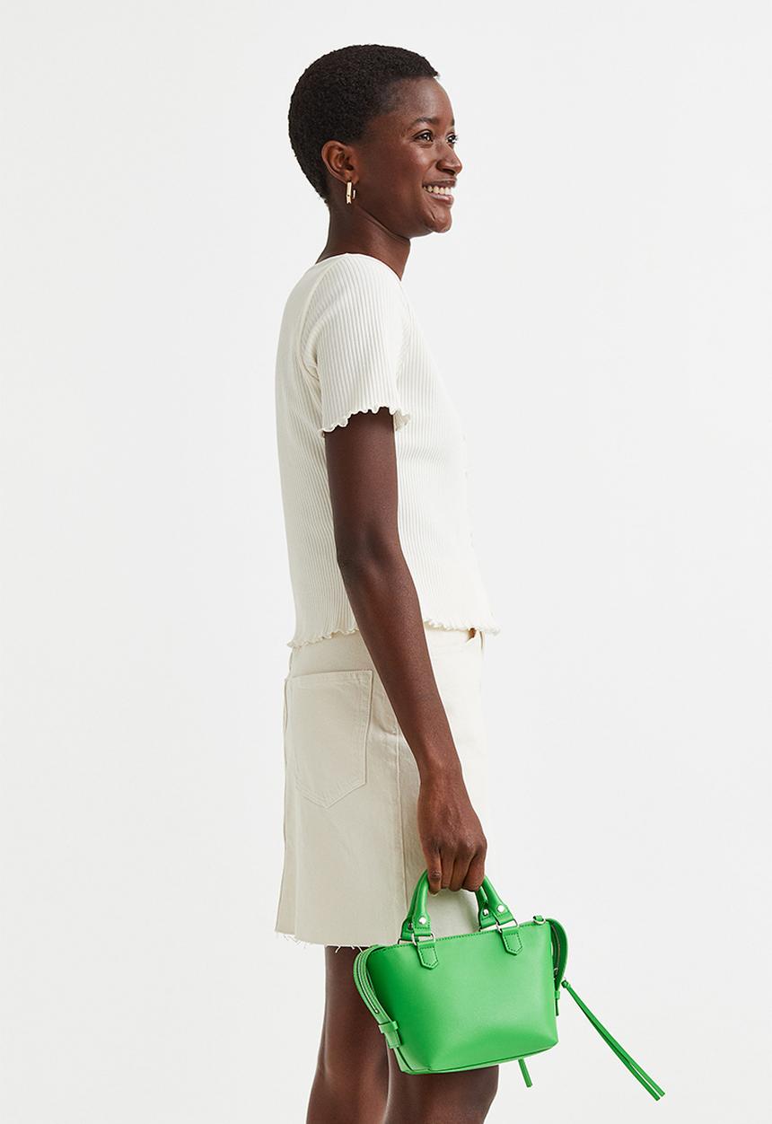 H&M - Button-front ribbed top - white