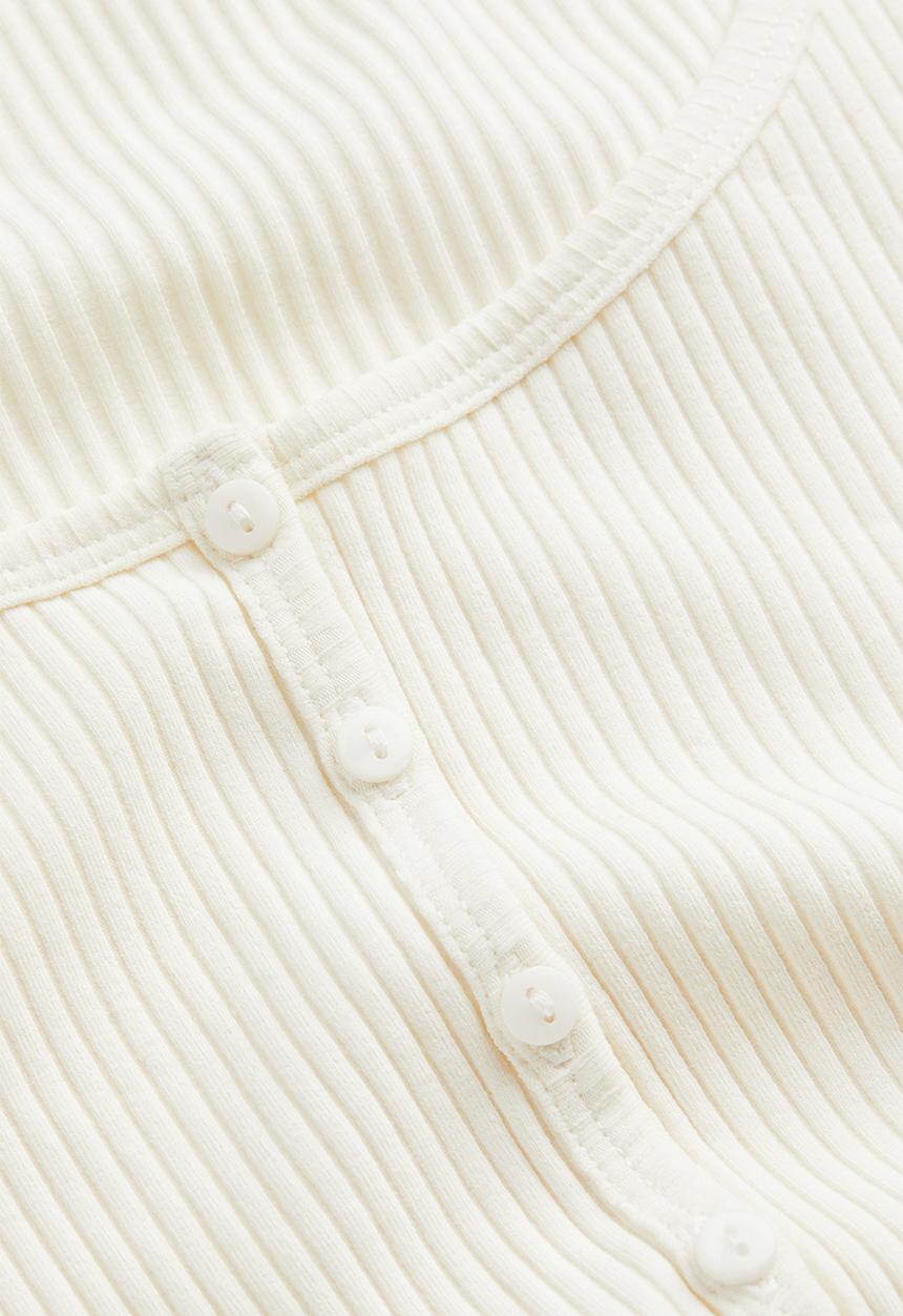 H&M - Button-front ribbed top - white