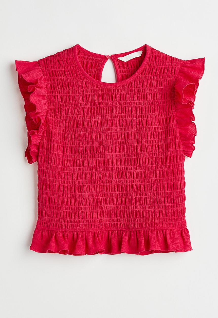 H&M - Smocked top - cerise 