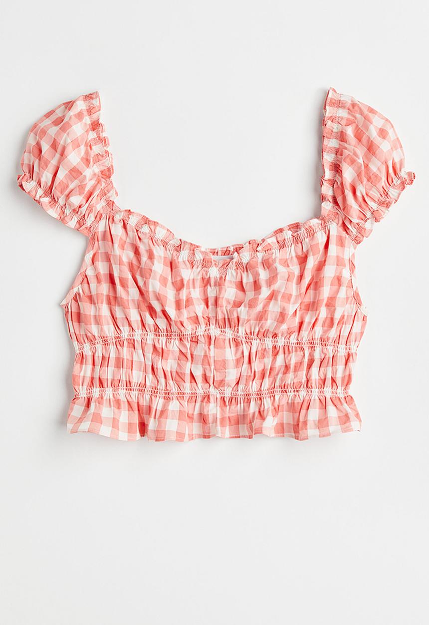 H&M - Puff-sleeved blouse - pink