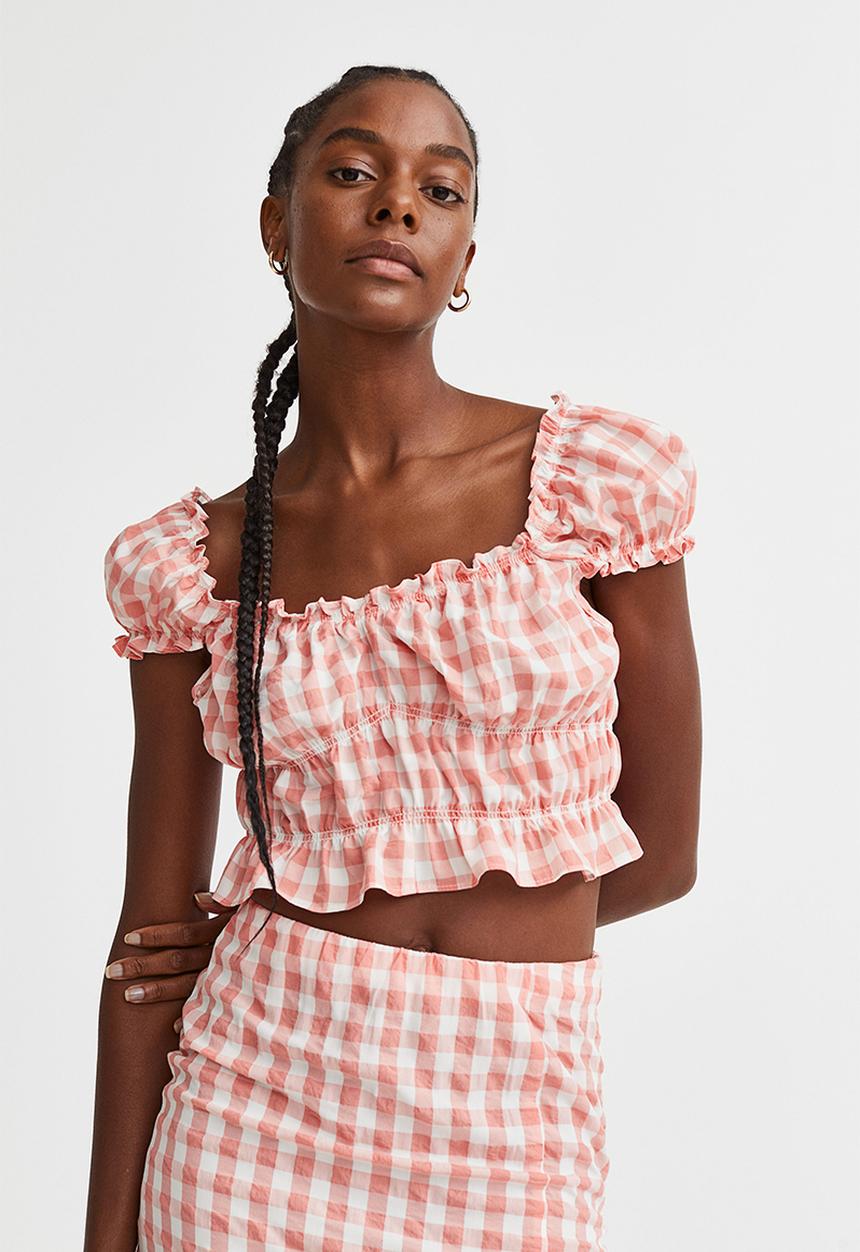 H&M - Puff-sleeved blouse - pink