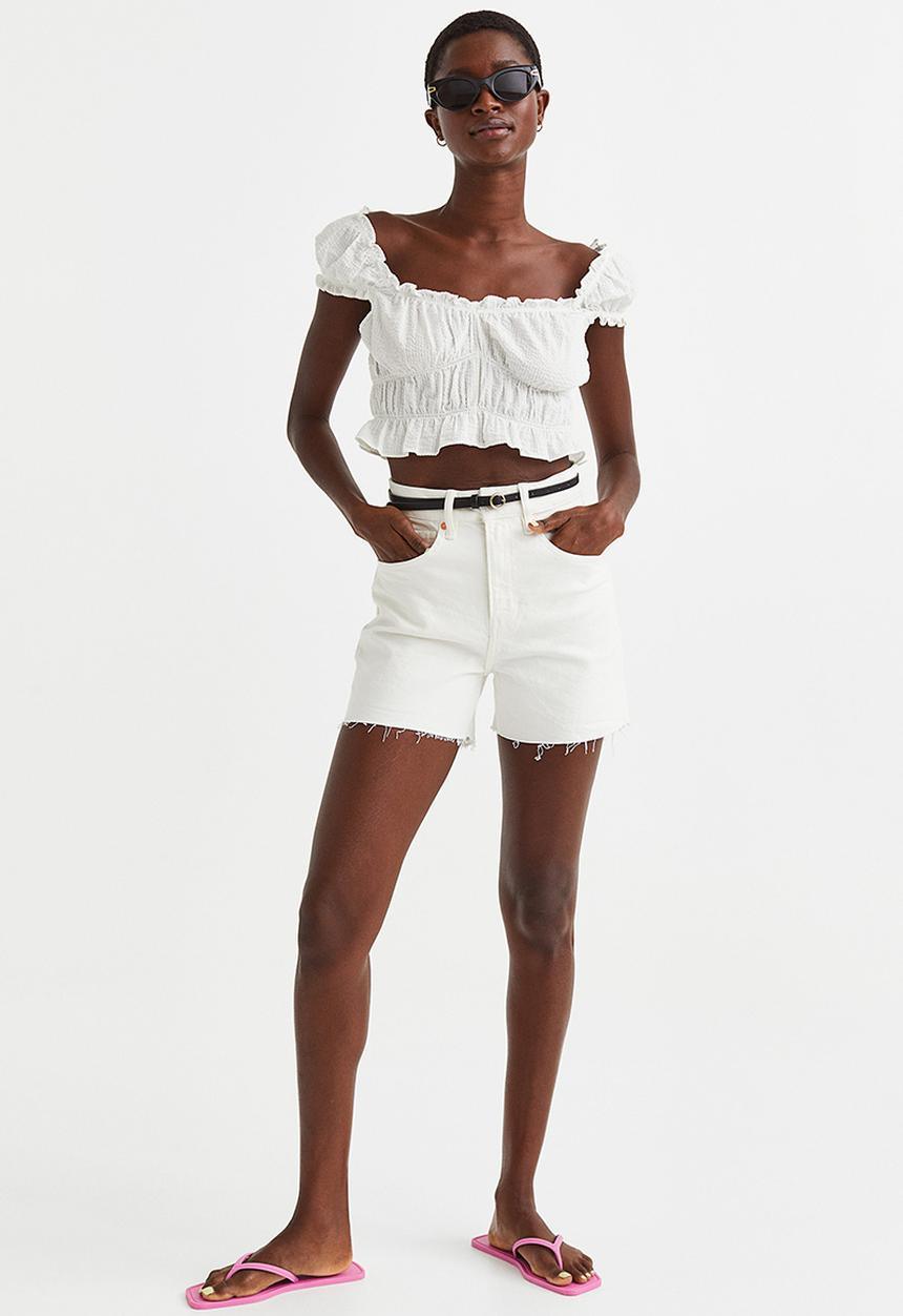 H&M - Puff-sleeved blouse - white