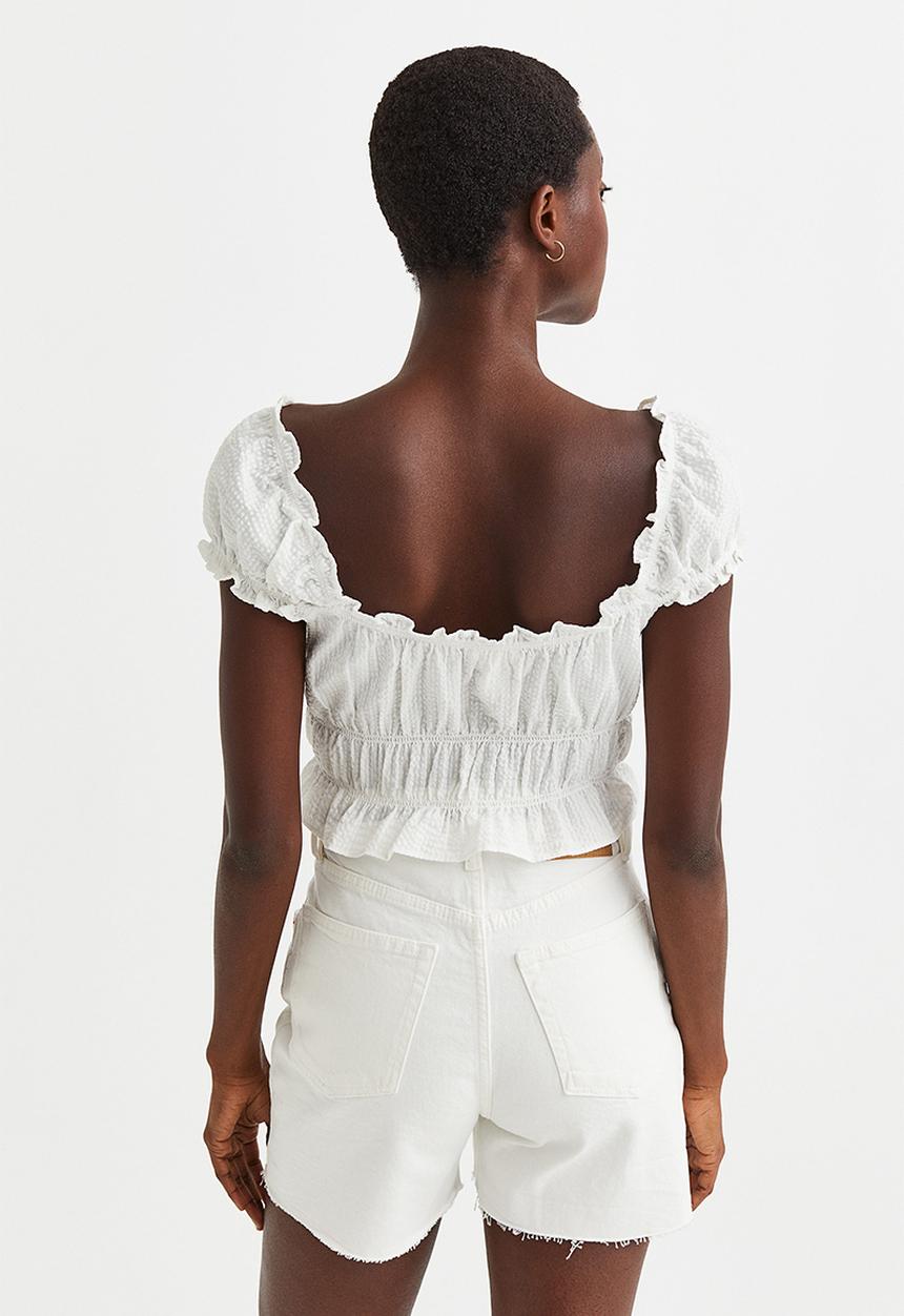 H&M - Puff-sleeved blouse - white