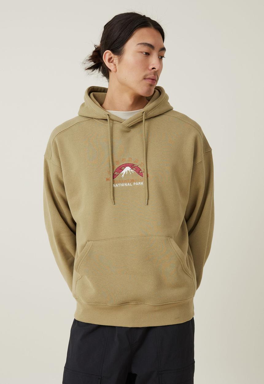 Cotton On - Oversized graphic hoodie - blair green/fuji park