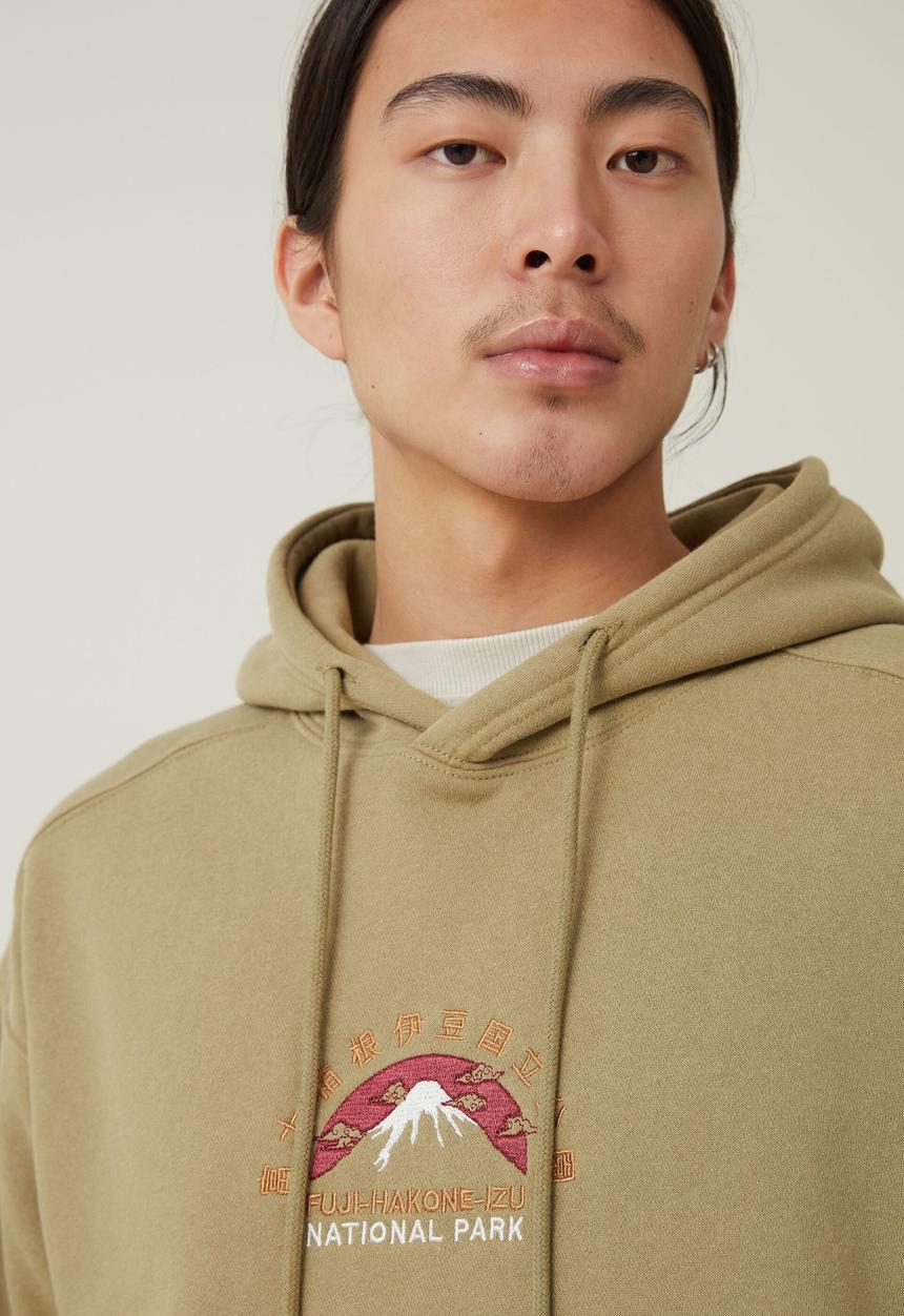 Cotton On - Oversized graphic hoodie - blair green/fuji park
