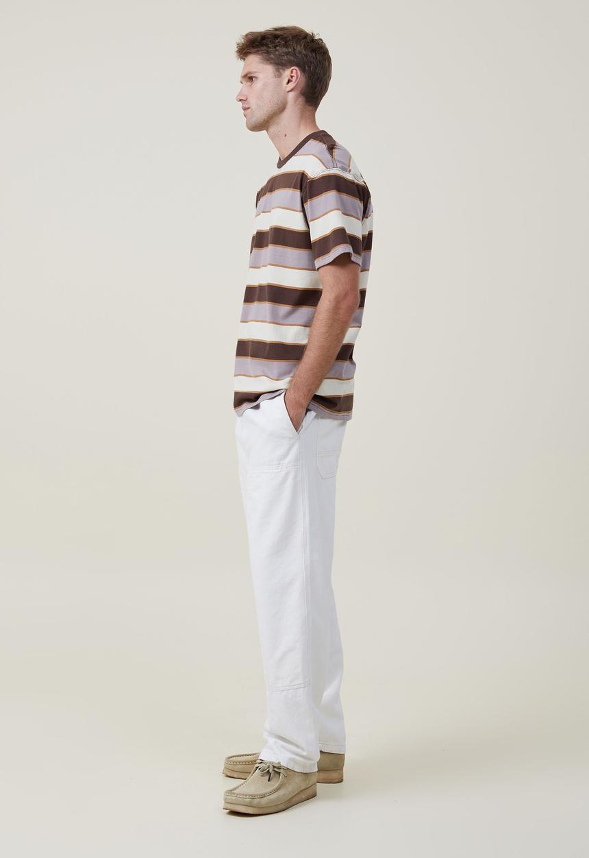 Cotton On - Loose fit stripe T-shirt - chocolate skate stripe