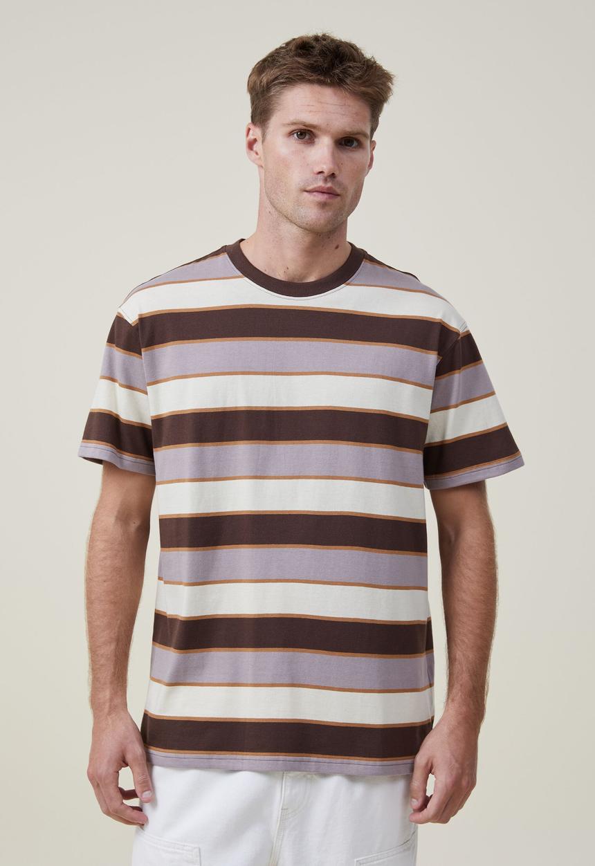 Cotton On - Loose fit stripe T-shirt - chocolate skate stripe