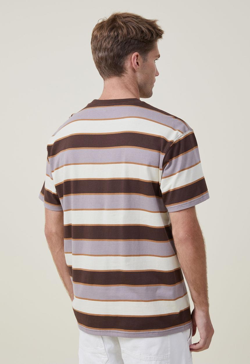 Cotton On - Loose fit stripe T-shirt - chocolate skate stripe