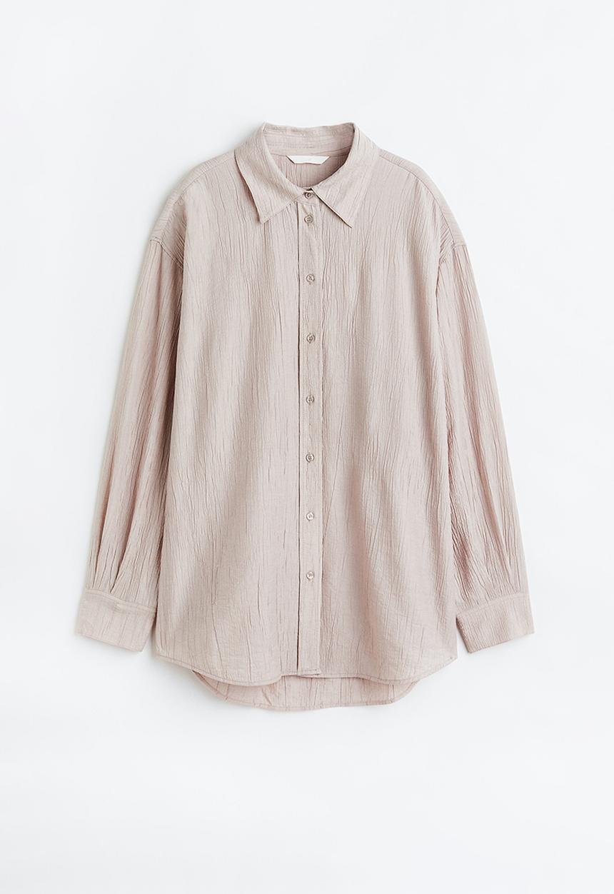 H&M - Crinkled shirt - beige